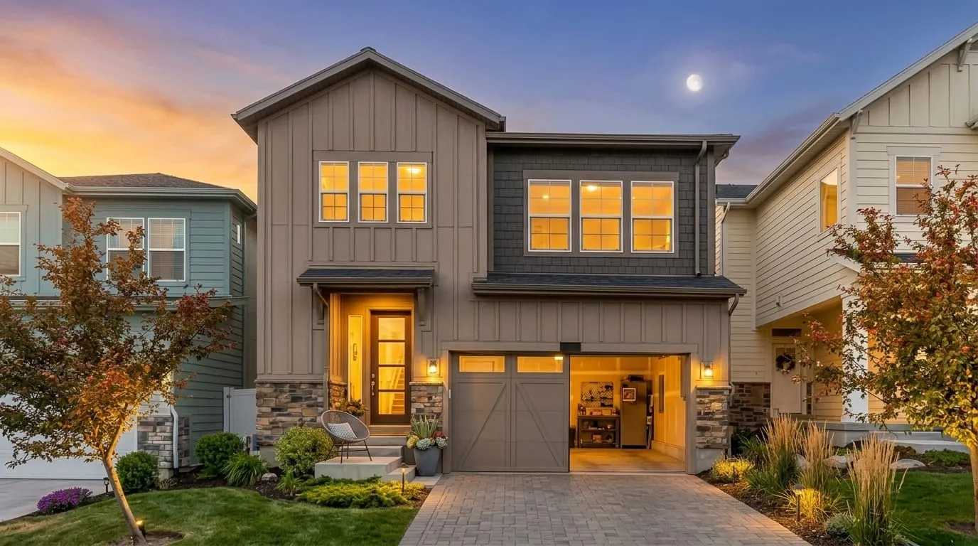 Modern Utah home exterior with upgraded windows