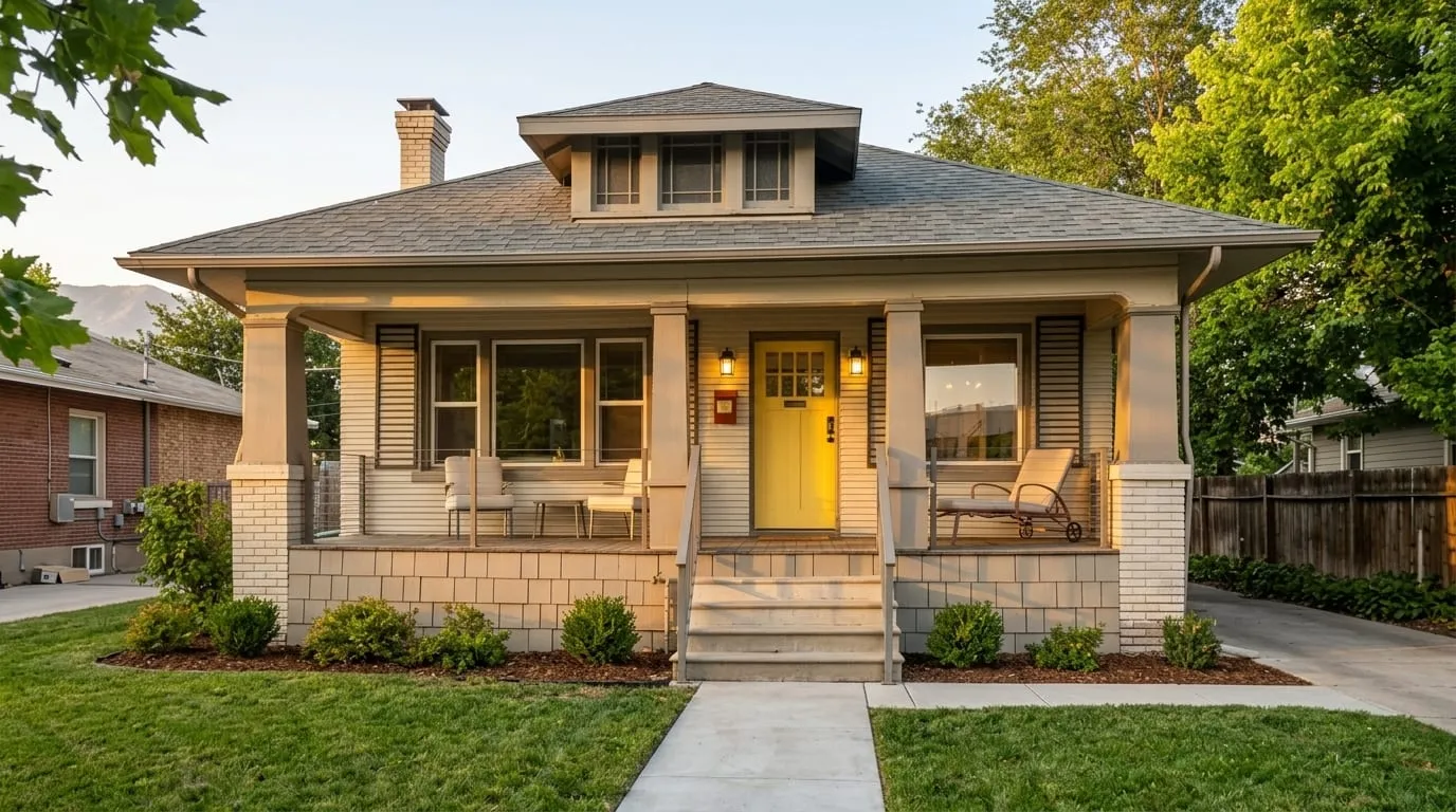Charming North Salt Lake bungalow with a welcoming front porch and updated windows