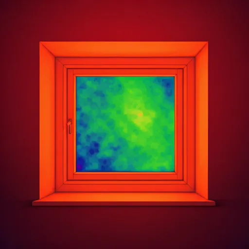 Thermal imaging of a window showing minimal heat loss