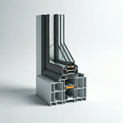 Macro shot of a triple-pane window cross-section showing high-tech insulation